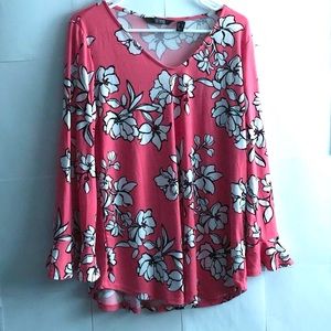 Dennis By Dennis Basso Pink Floral Long Sleeve Medium